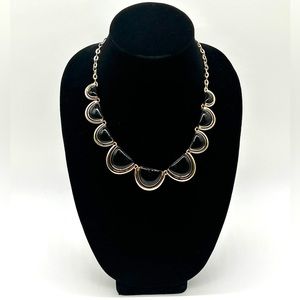 Talbots Gold Tone and Black Enamel Bib Necklace 22"